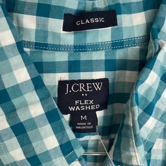NWT J.Crew factory button down shirt in teal check - Picture 2 of 3